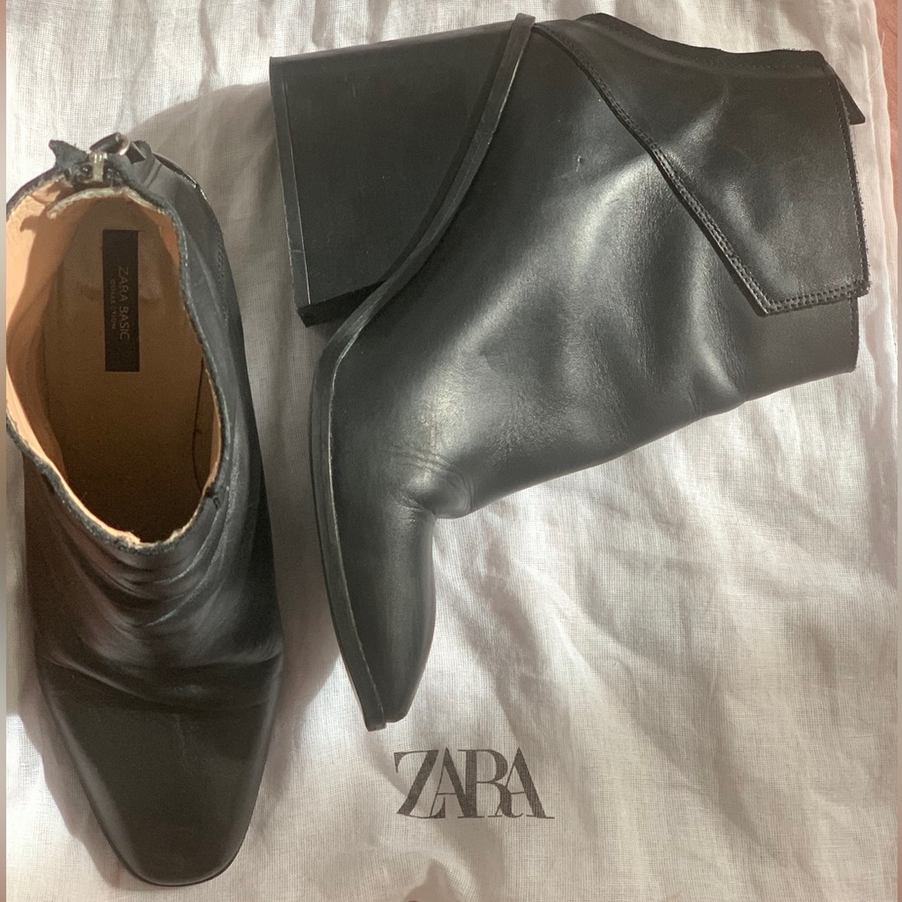 ZARA Black Leather Boots - Picture 3 of 8